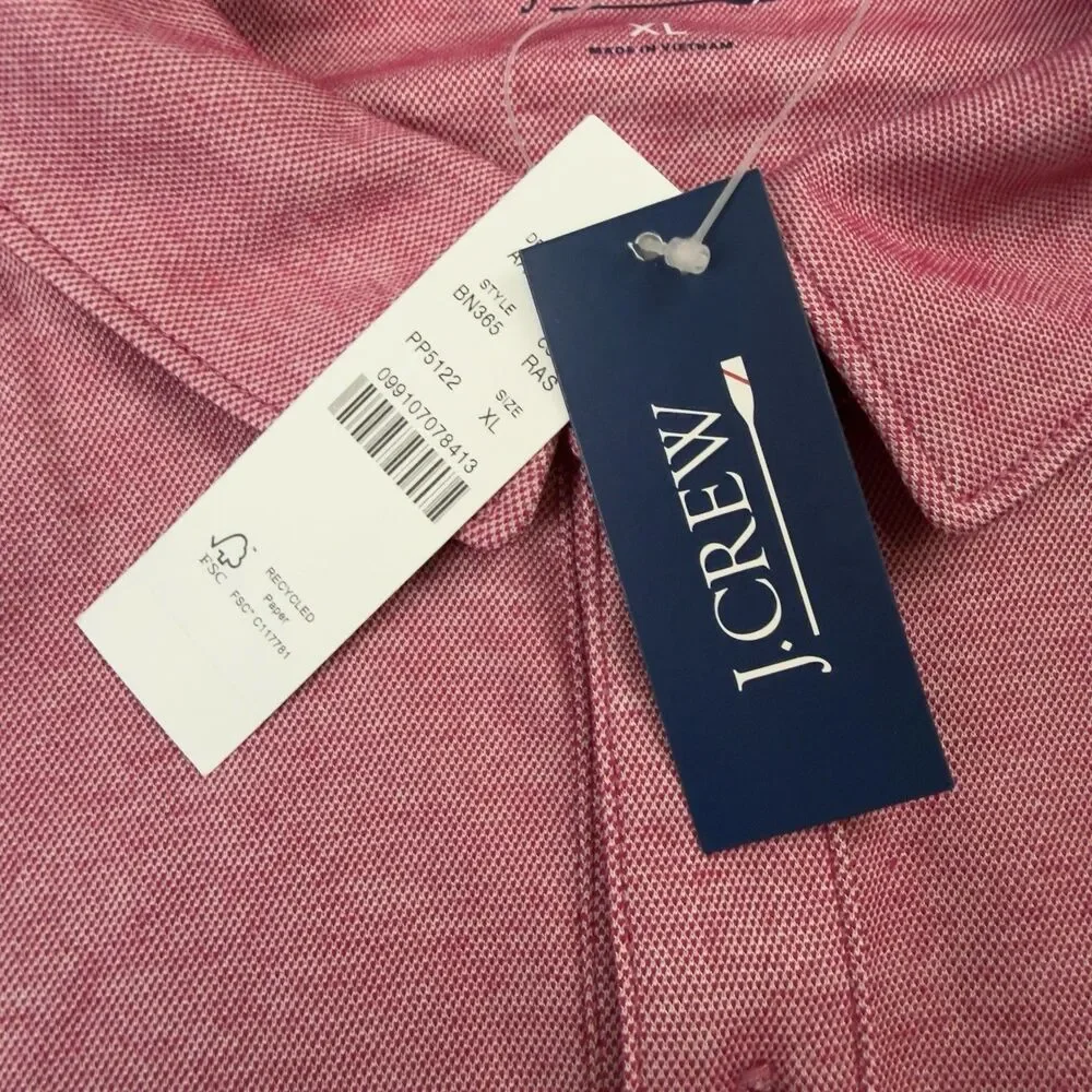NWT J.Crew Performance Polo Shirt Mens XL COOLMAX Pink Raspberry Golf BN365